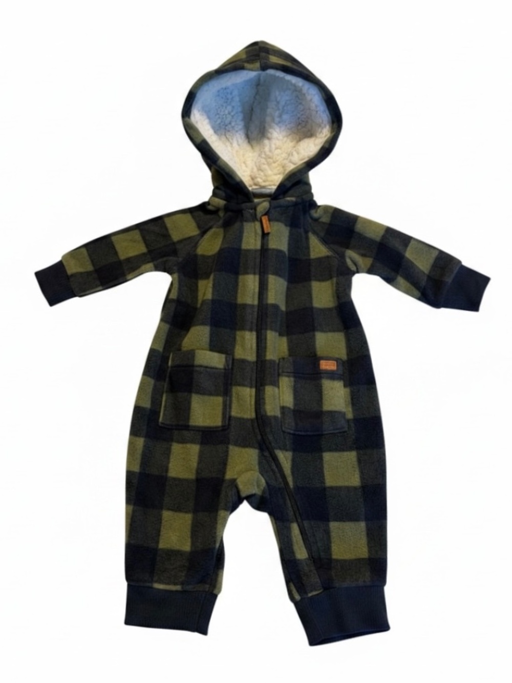 7 For All Mankind Hooded Long Sleeve FLEECE ROMPER - 0-3 Months